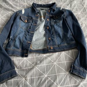 Crop stretchy jean jacket